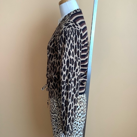 JONES NEW YORK Brown Leopard Cotton Knit Cardigan Size M - Picture 3 of 14